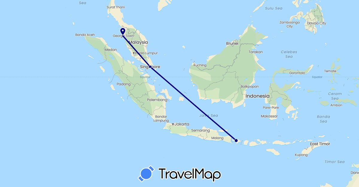 TravelMap itinerary: driving in Indonesia, Malaysia, Singapore (Asia)